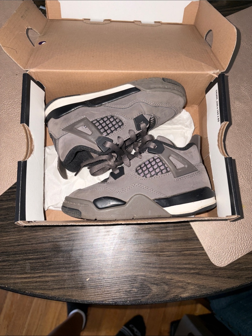 Jordan Kids Taupe and Black Suede Sneakers